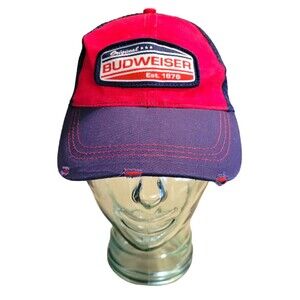 Original Budweiser 1876 Distressed Snapback Trucker Mesh Hat Cap
